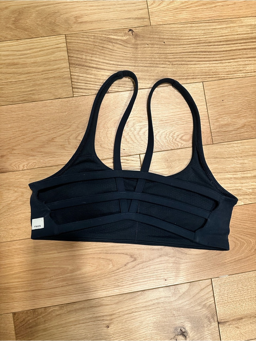 Vuori Black Strappy Cutout Sports Bra